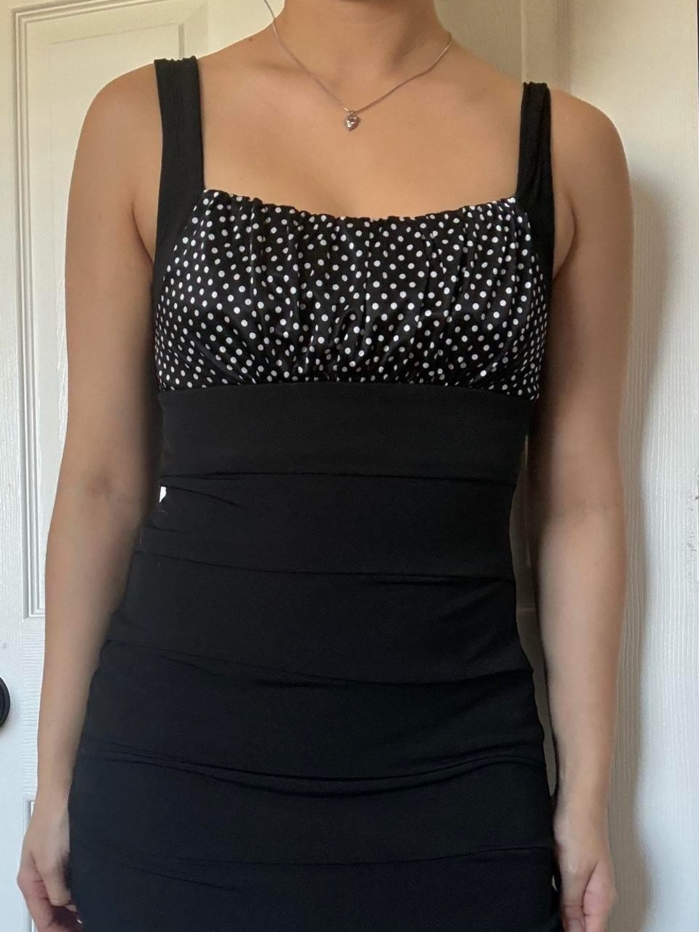 Black Polka Dot Bust Tank Dress
